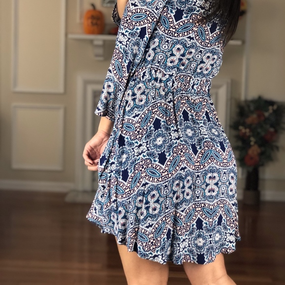 Express Geometric Wrap Dress, Multicolor, XS - Picture 4 of 8